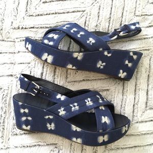 J. Crew NWOT Batik Fabric Wedge Platform Sandals